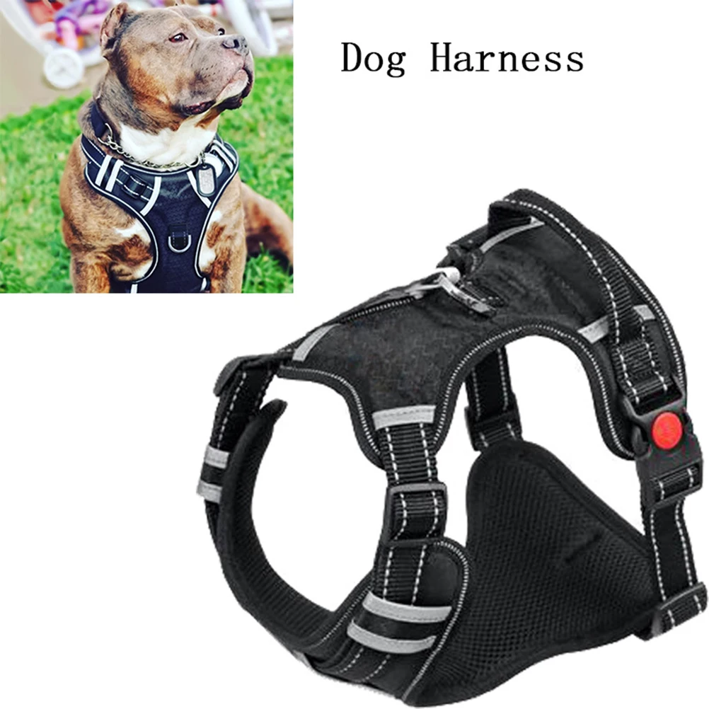 

【】Pet Safety Harness Vest For Dogs Breathable Mesh Comfortable Lining Handle D Ring Connector Chest Strap Car Travel