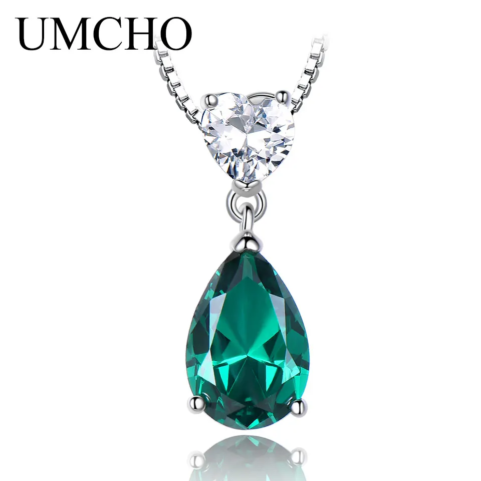 

8*12mm Emerald Pendant S925 Silver Necklace for Women Water Drop Pendants New 2025