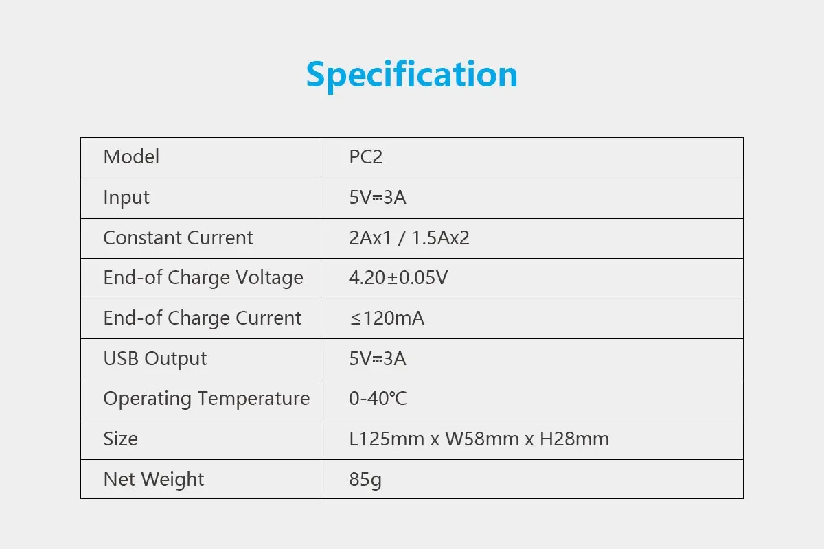 PC2 2-in-1 Battery Charger and Portable Power Bank – For 18650 and 21700 Batteries, Ideal for Smartphones and Outdoor Use