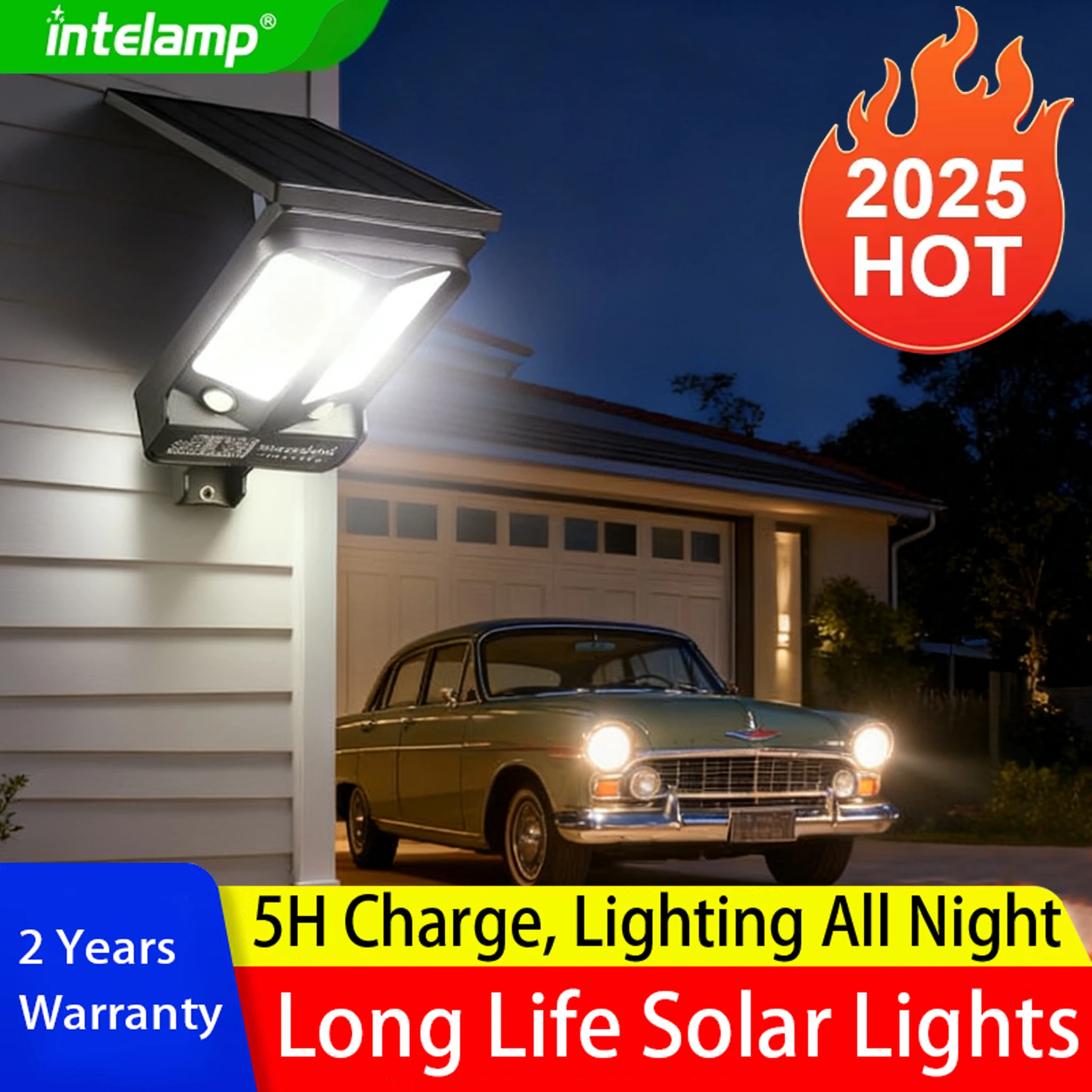 

High Power LED Solar Garden Lights Outdoor Waterproof IP65 Motion Sensor Spotlight Emergency Wall Lighting for Garden Buildings