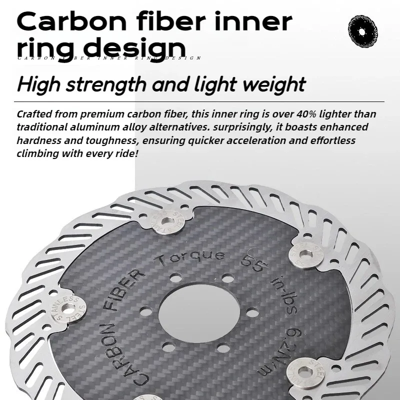 

Carbon Fiber Brake Disc 140mm 160mm Lightweight Floating Rotor Six Bolt Center Lock for MTB Road Bike Cycling Replacement Parts