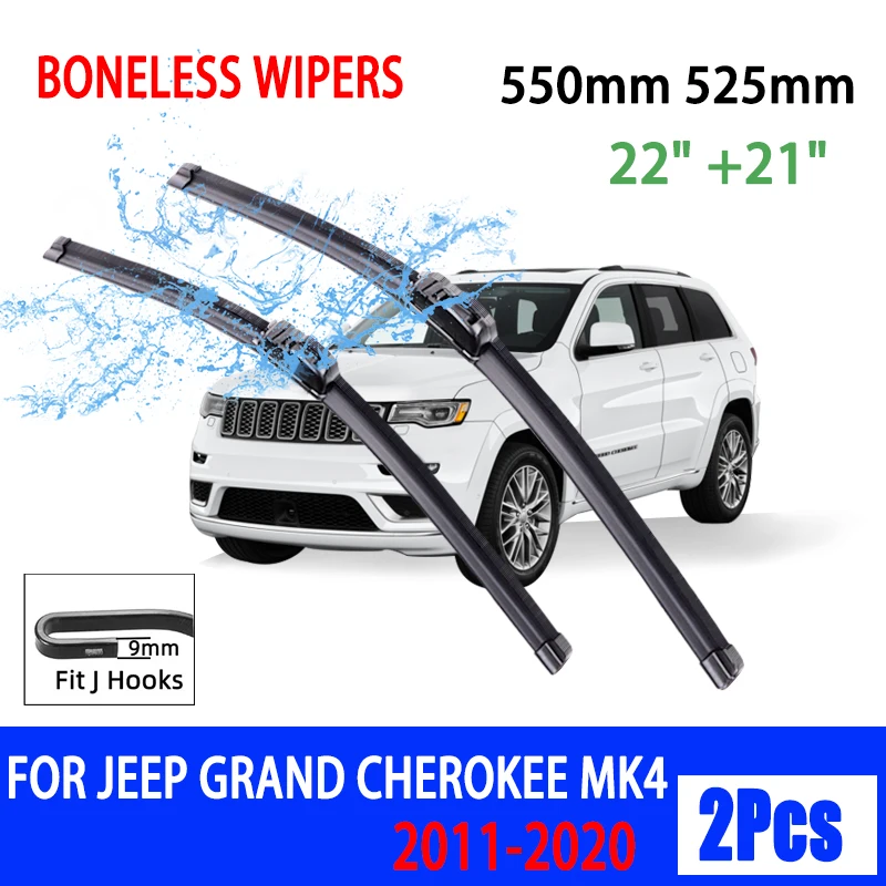 

For Jeep Grand Cherokee MK4 2011-2020 Car Front Wiper U-Shape Soft Rubber Boneless Wiper HD Silent Durable Car Wiper 22" 21"
