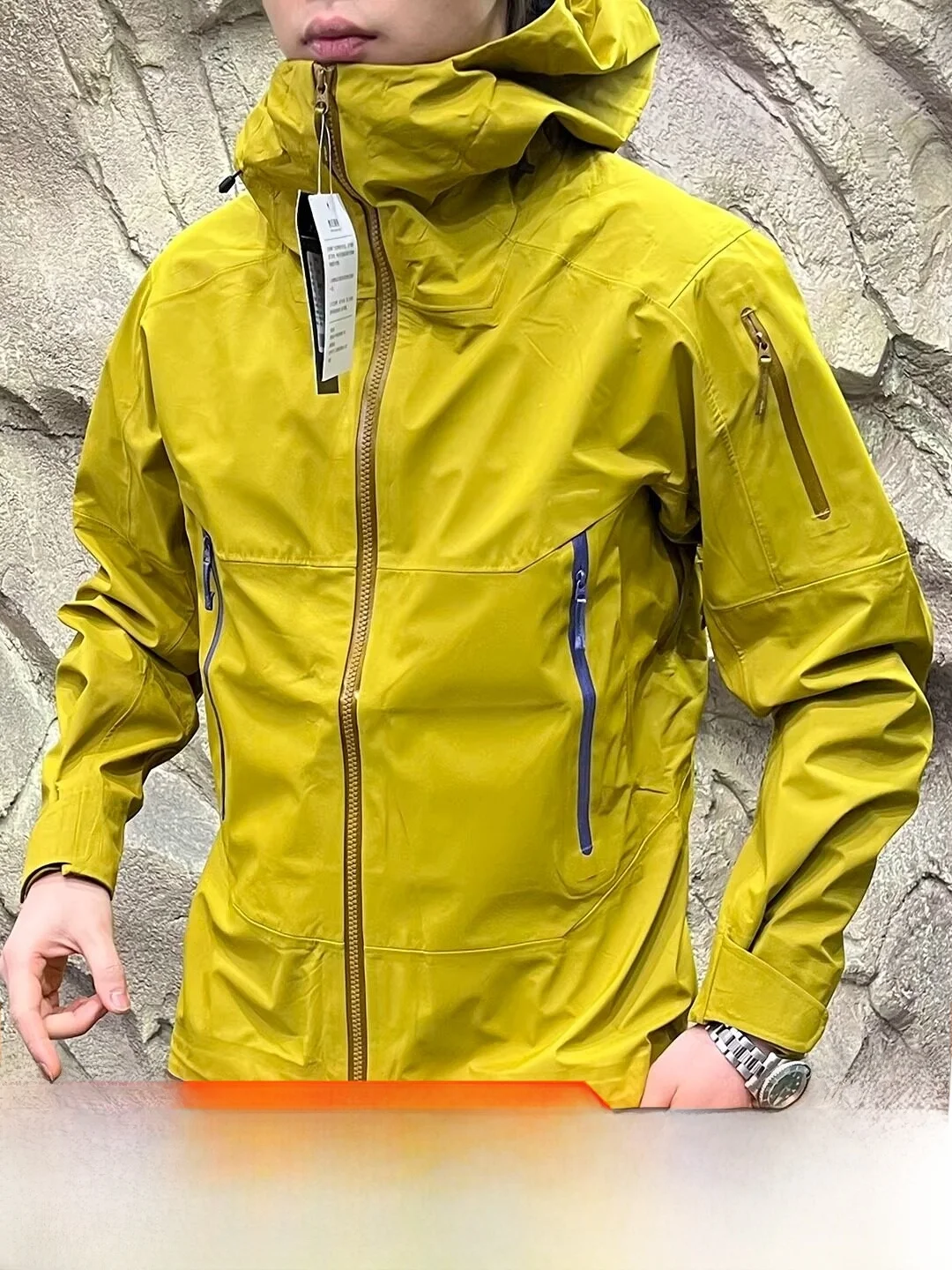 Top Level Hard  Zipper Underarm EPT Film Waterproof Breathable Fabric Unisex Jacket Outerwear Nylon Long Sleeve Hooded