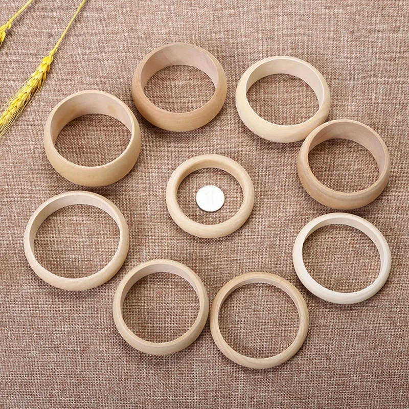 

6PCs Unfinished Natural Untreated Plain Wooden 68mm(2.68") Round Bracelet K3ND