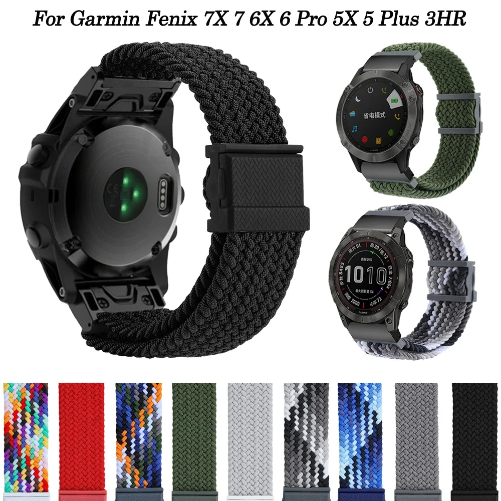 

22 26mm Magnetic Smartwatch For Garmin Fenix 6 6X Pro 5X 5 Plus 7 7X 3HR Epix 945 955 Bracelet Braided Nylon Band Quickfit Strap