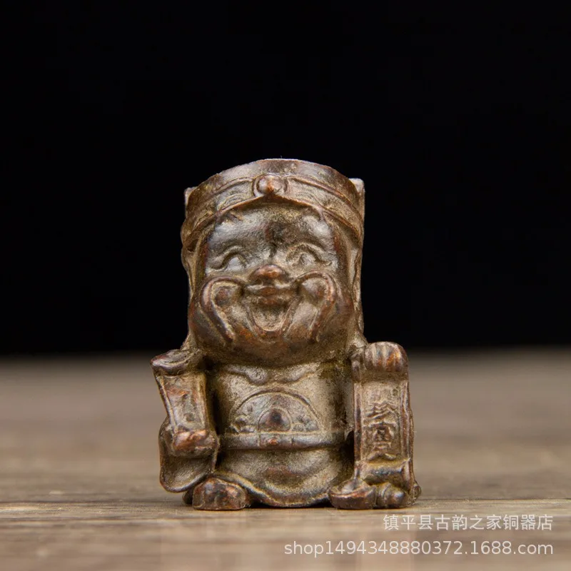 Brass Five-Way of Wealth Retro Mini Fortune God Keychain Pendant Chinese Style Ornament Hanging Decoration