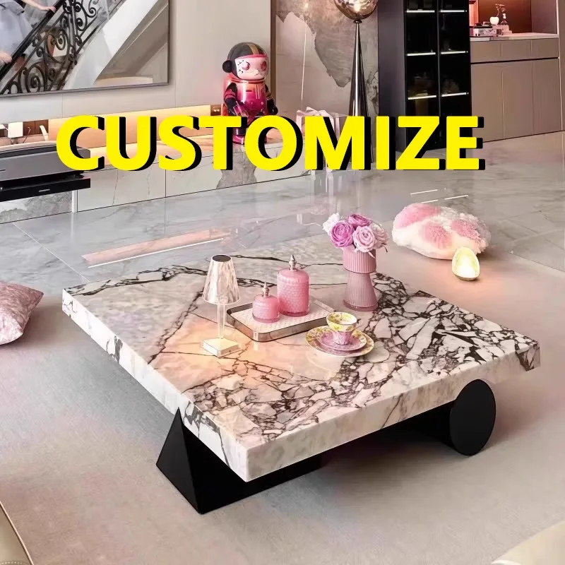 

Any Size Custom Italian Calacatta Square Coffee Table Minimalist Luxury Heat Scratch Resistant Customizable All Home Spaces High