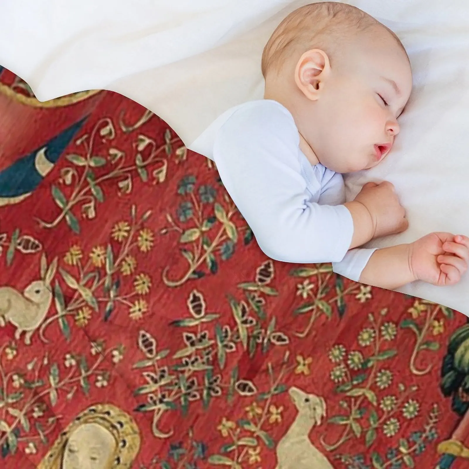 The Lady and the Unicorn: بطانية رمي Mon Seul Désir دافئة للشاطئ لفصل الشتاء لبطانيات النزهة والأريكة