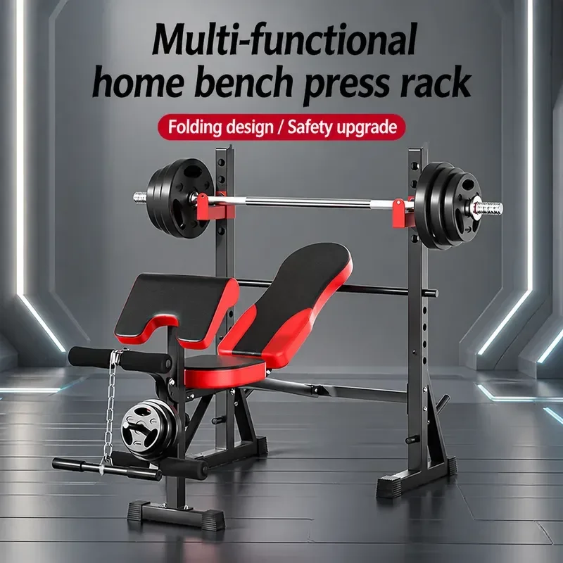 for Household Multifunctional Weightlifting Bench Press Rack Squat Rack Fitness Equipment Men's Barbell Set