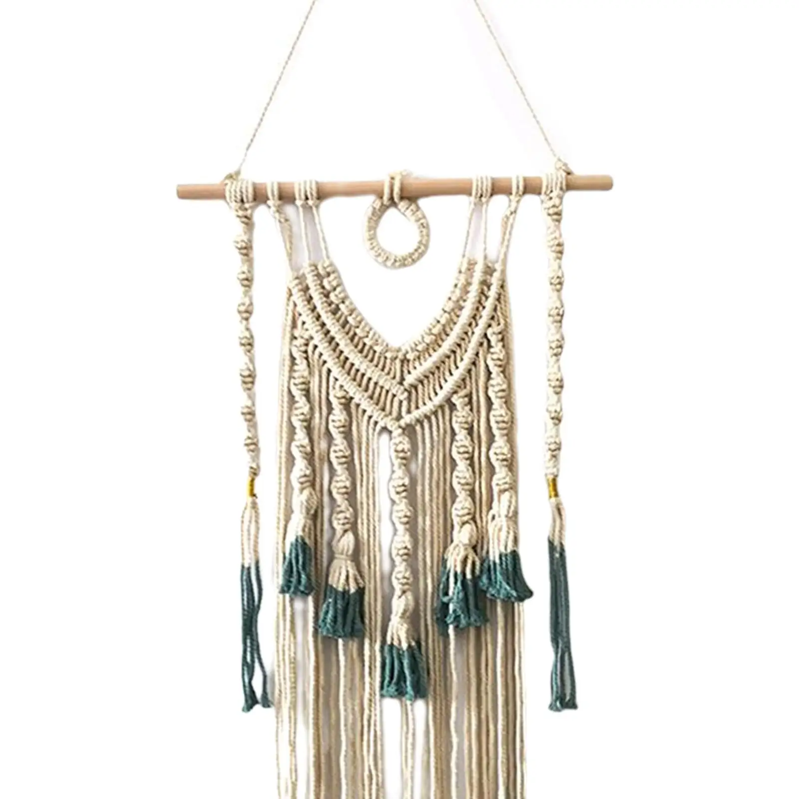 Chic Macrame Tapestry Wall Hanging Boho Wall Art Long Tassel Pendant Cotton Tapestry for Home Dorm Nursery Room Apartment Decor