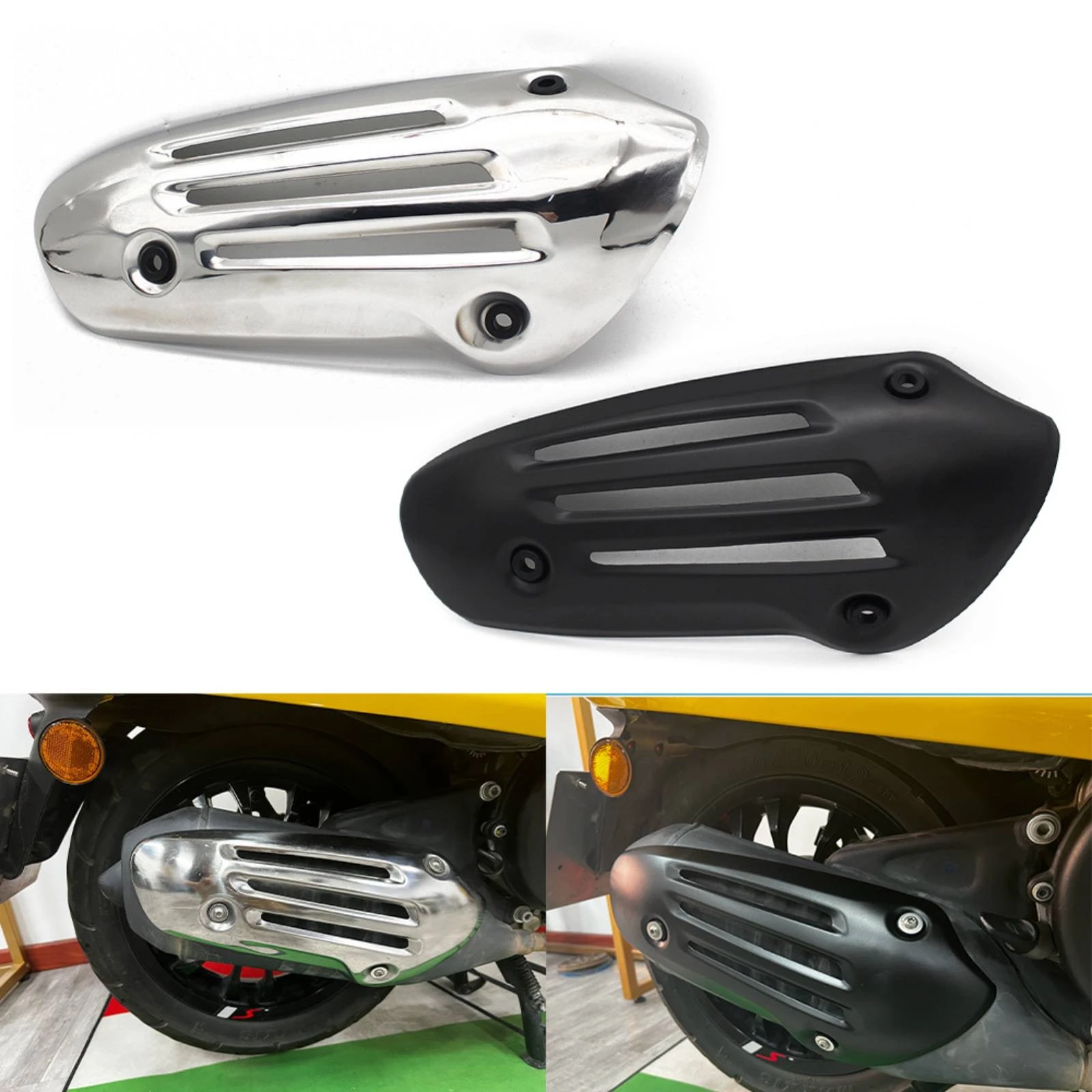 Exhaust Pipe Heat Guard Cover Ventilated Motorcycle Heat Guard with Bracket Easy to Install Metal for Scooter Owners