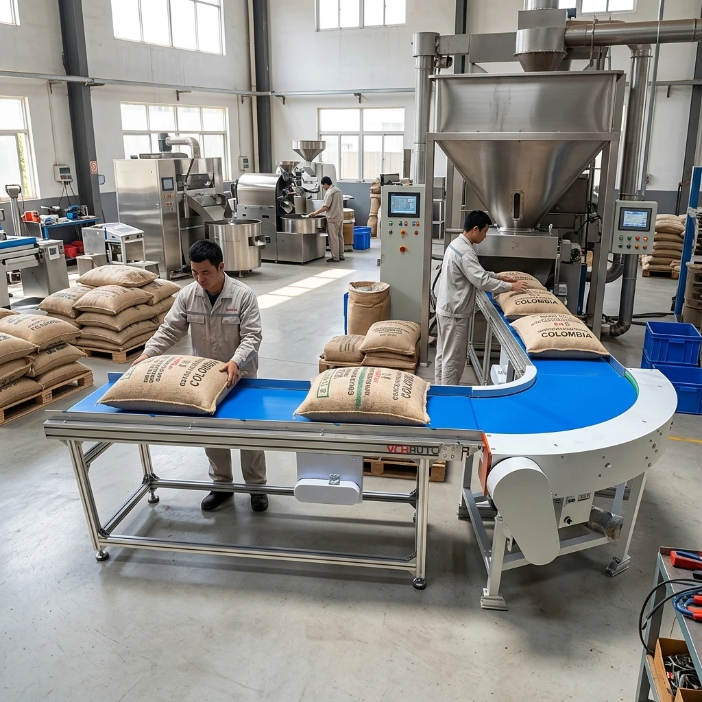 Space-Saving 90° Curved Food Grade PVC Belt Conveyor Modular Aluminum Frame Control for Snack Bakery Lines