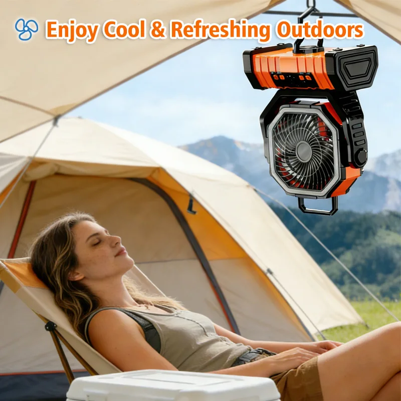 2025 New Portable Rechargeable Camping Fan, USB Personal Air Cooler Mini Desktop Fan, Strong Airflow Long Lasting Battery Operat