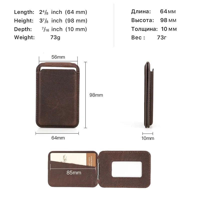 هذا عبارة عن حافظة بطاقات حامل هاتف قابلة للطي متعددة الوظائف مصنوعة يدويًا مصنوعة من الجلد الأصلي مخصصة لـ Apple MagSage #3