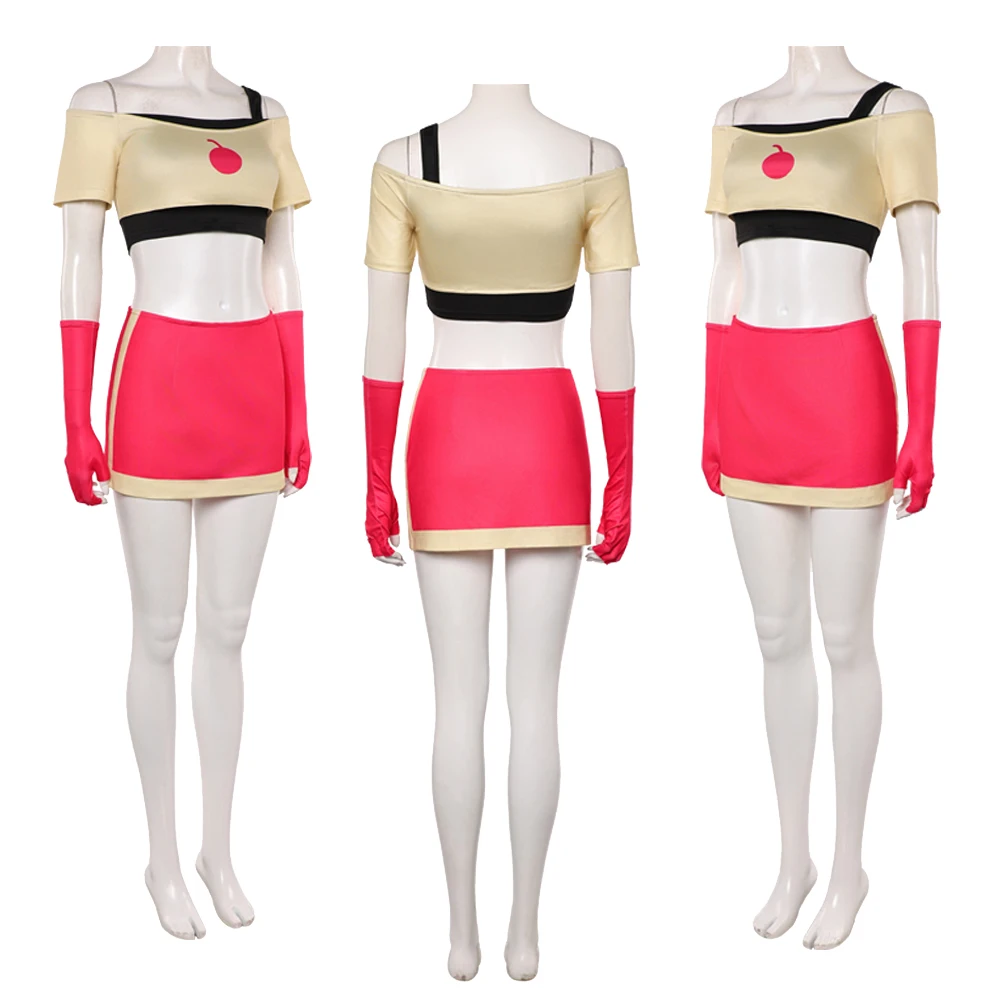 فستان بتصميم حالم قنابل الكرز تأثيري للنساء الملابس 2025 TV الجحيم فندق زي هالوين الكبار امرأة لعب الأدوار ملابس الحفلات