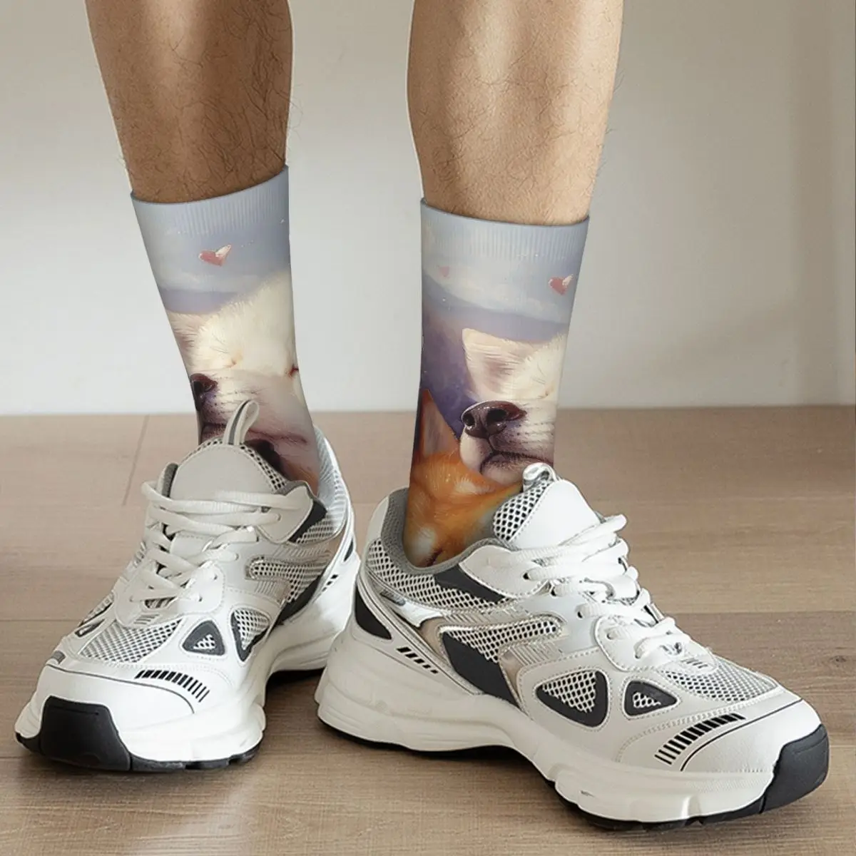 Mysterious Cartoon Two Foxs Socks Harajuku Super Soft Stockings All Season Long Socks for Unisex Valentine's Day Gifts