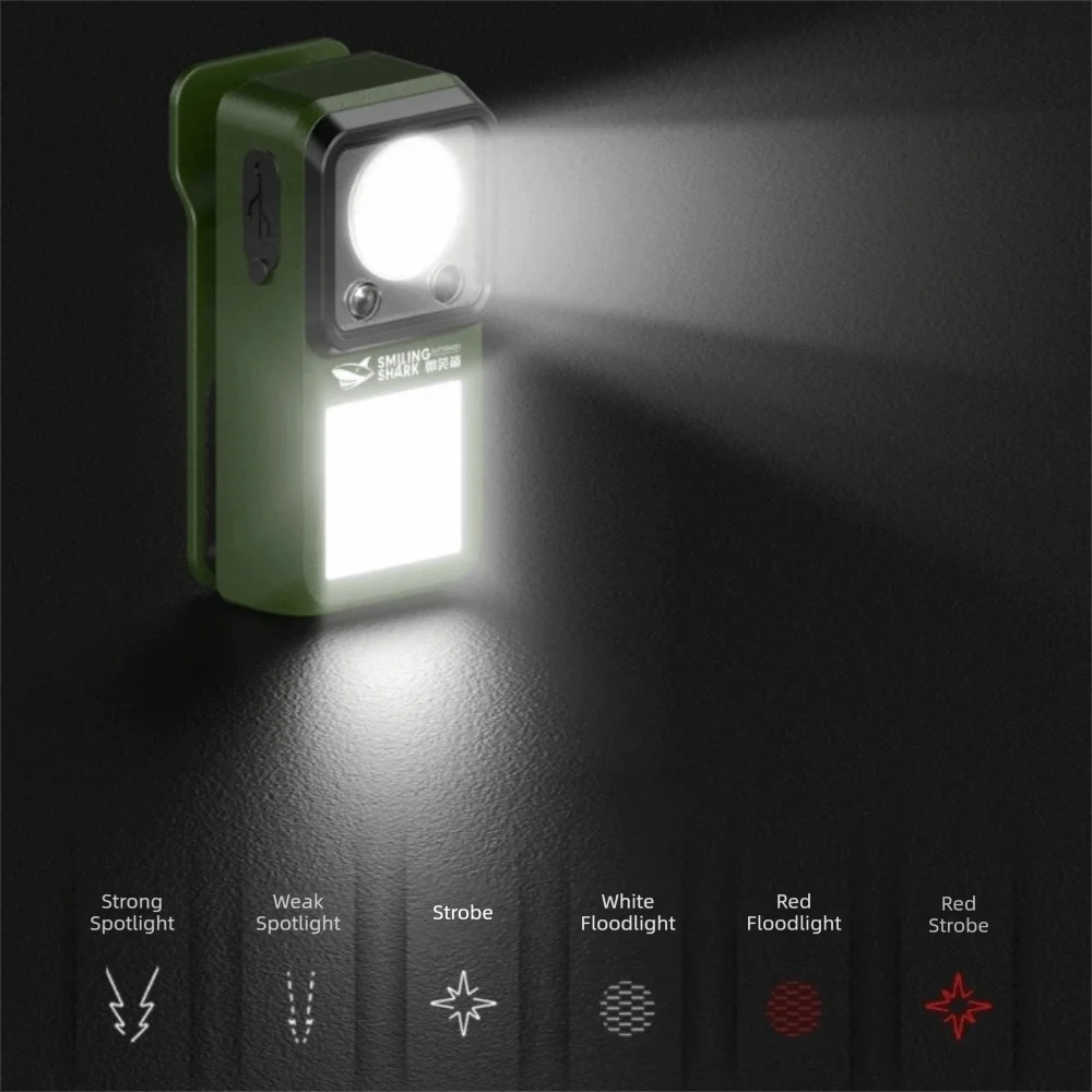 

Mini LED Magnetic Clamp Flashlight Rechargeable Clip-on Work Emergenc Lamp Water Ultra-long-lasting Camping Hiking Light Outdoor