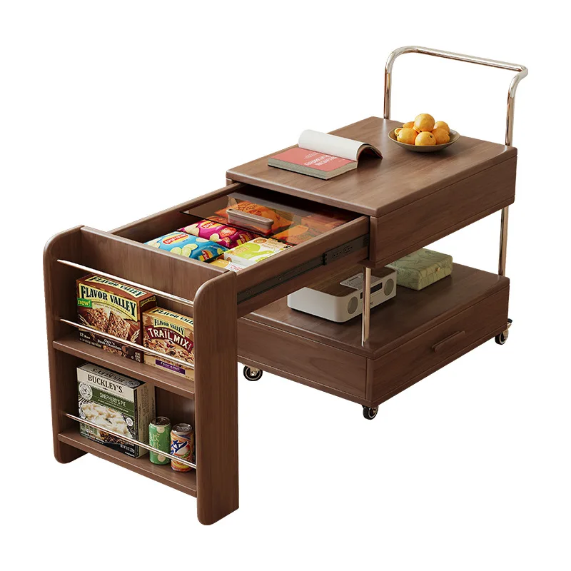 

LH solid wood mobile coffee table living room home lifting folding table
