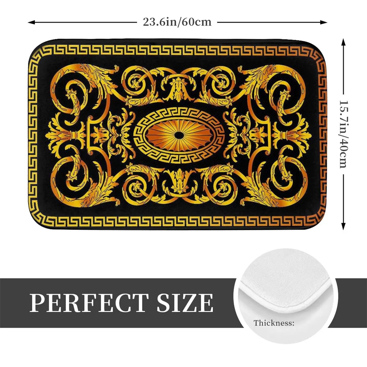 European Luxury Gold Non-slip Doormat Floor Mat Water oil proof Carpet Rug for Kitchen Entrance Bathroom Living room Footpad Mat