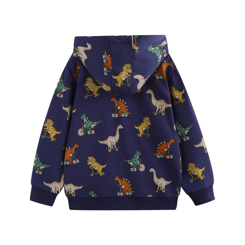 Jumping Meters 2026 Dinosaurs Children's Hooded Jacket Long Sleeve Zipper Winter Autumn Outwear for Boys Girls Coats