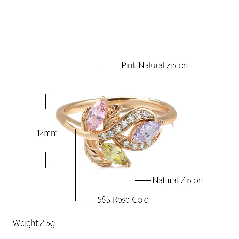 SYOUJYO Colorful Crystal Flower Ring For Women Romantic 585 Rose Gold Bride Wedding Rings Lover\'s Fine Jewelry Luxury Gift