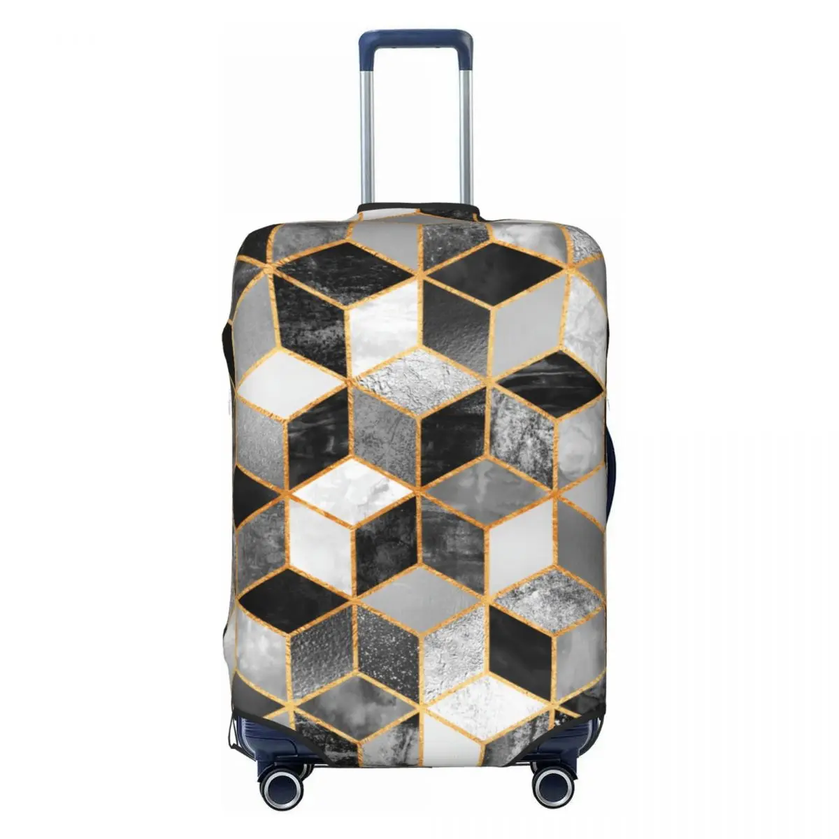 

Custom Black White Cubes Luggage Cover Fashion Abstract Geometric Pattern Suitcase Protector Covers Suit For 18-32 inch