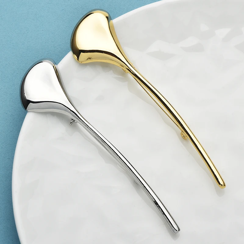 Wuli&baby 우아한 은행나무 잎 브로치 여성용 유니섹스 2색 메탈 미니멀리스트 식물 ... - 2