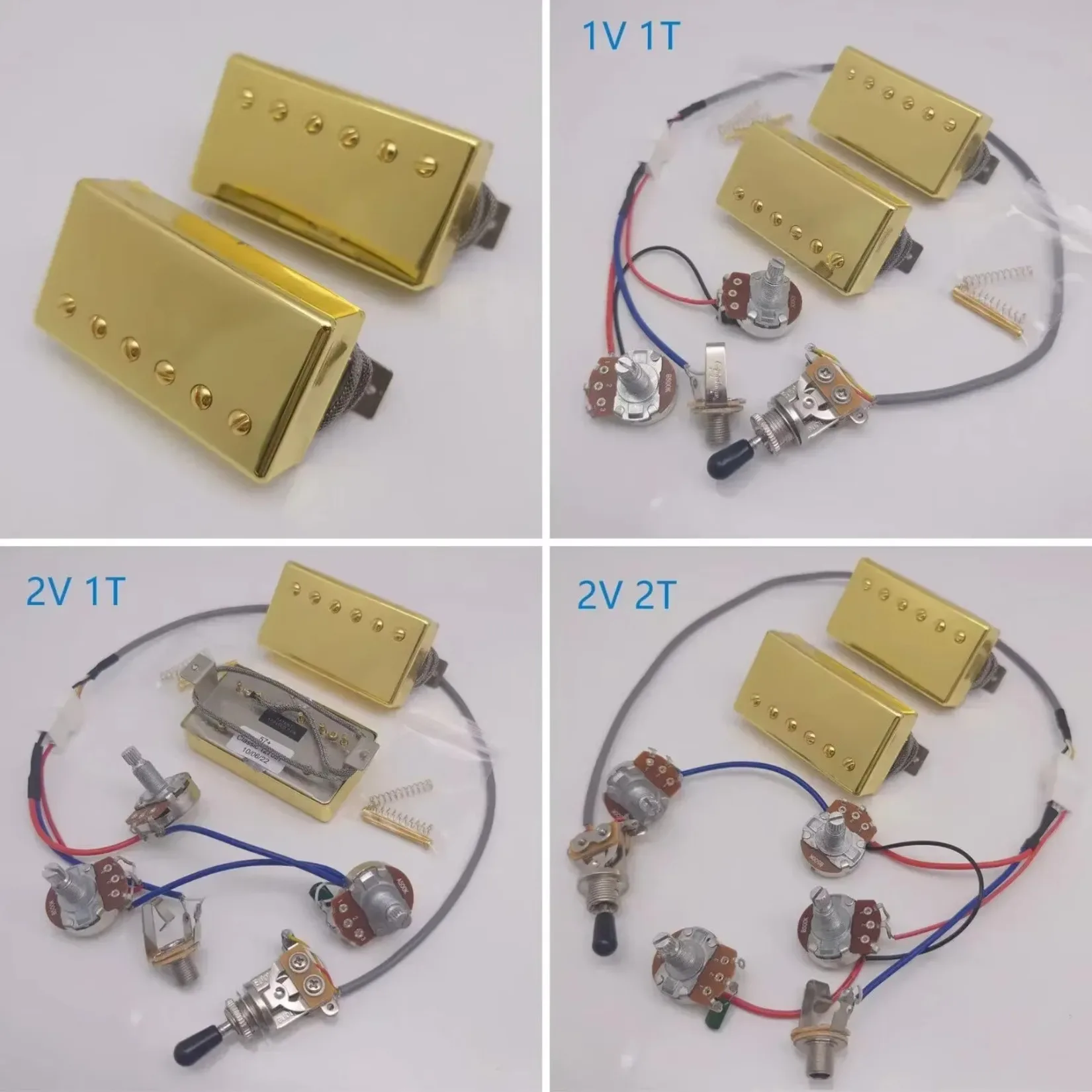 Alnico V Humbucker Pickup Set Neck Bridge Chrome 2 Conductor Wiring Harness For LP Style Electric Guitar Upgrade Parts