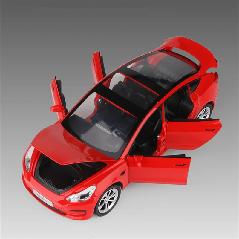 1:24 Model 3 Alloy Car Model Diecasts Metal Toy Vehicle Car Model High Simulation Sound and Light Collection Childrens Toys Gift