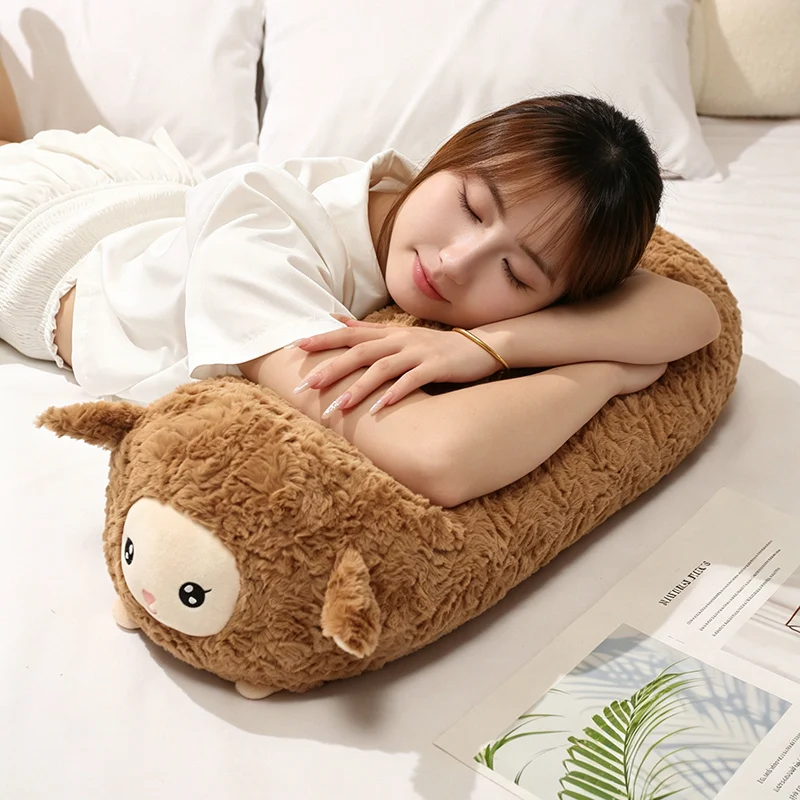 70cm Kawaii Soft Sheep Long Plush Pillow Stuffed Round Animal Pillow Sleeping Cushion Adorably Home Decor Gift For Girlfriend