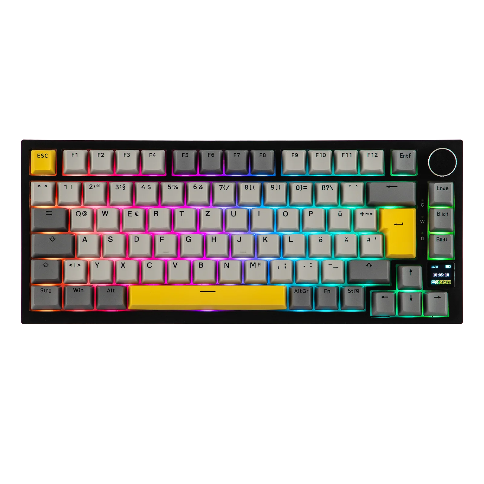 

AJAZZ AK820 PRO ISO-DE 75% QWERTZ German Layout Mechanical Keyboard 3 Modes Wireless Keyboard with TFT Screen NKRO RGB