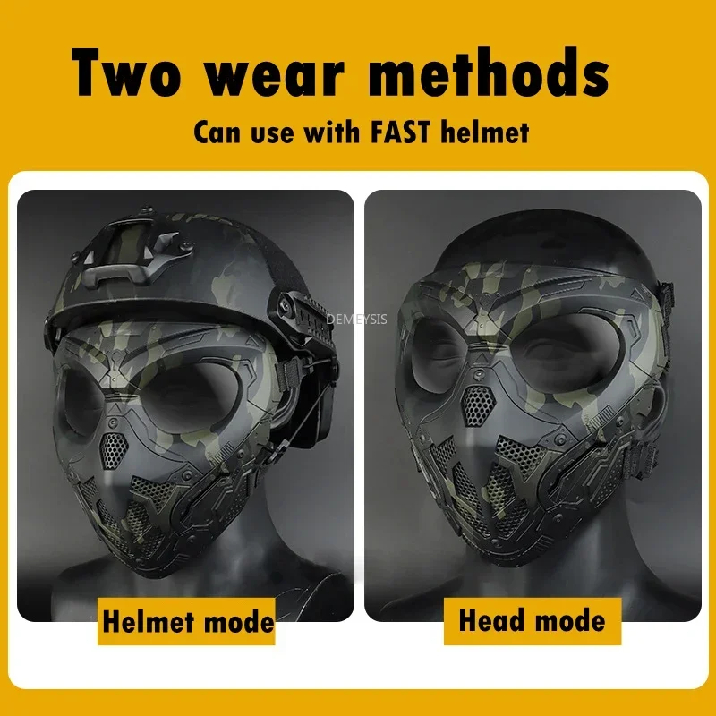 Military Tactical Mask Full Face Protective Outdoor Airsoft Shooting Cs Wargame Paintball Masks Head Wearing or Helmet Wearing