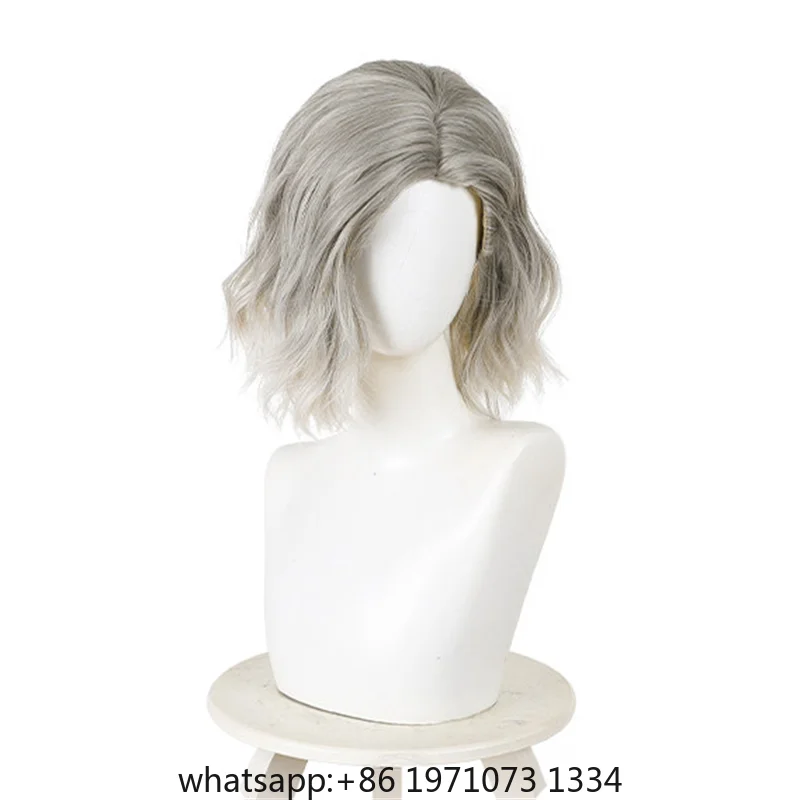 Game Resident 9 Evil Grace Ashcroft Cosplay Wig Platinum Gradient Hair Curly Short Wig For Women Daily Halloween Party Prop