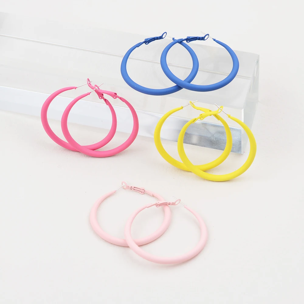 Big Round Hoop Earrings for Women Trendy Simple Hyperbole Candy Color Geometric Circle Huggie Loop Jewelry Brincos Bijoux Gift