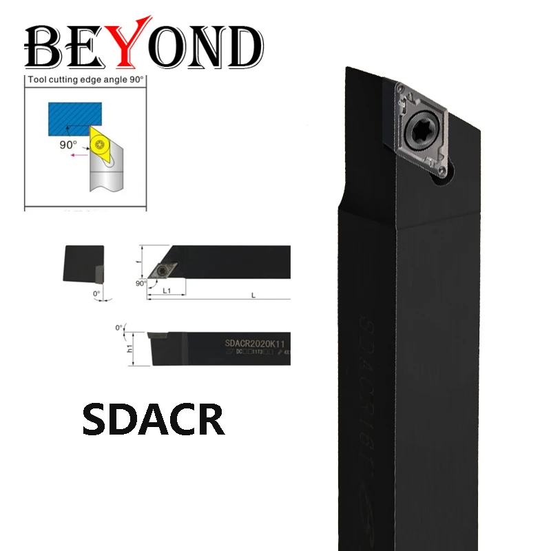 

БУДОНД 90 ° SDACR SDACL SDACR1212H11 SDACR1616H11 SDACR1616H07 Твердосплавные вставки с ЧПУ DCMT Внешний токарный станок Держатель инструмента Токарный резак