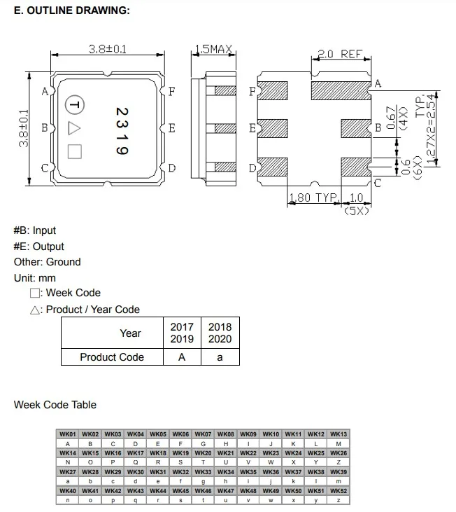 10 pz/lotto nuovo filtro per sega originale 432.5MHz perdita di inserzione 1.56dB SMD 3.8x3.8mm superficie onda acustica filtri RF TA2319A Code2319