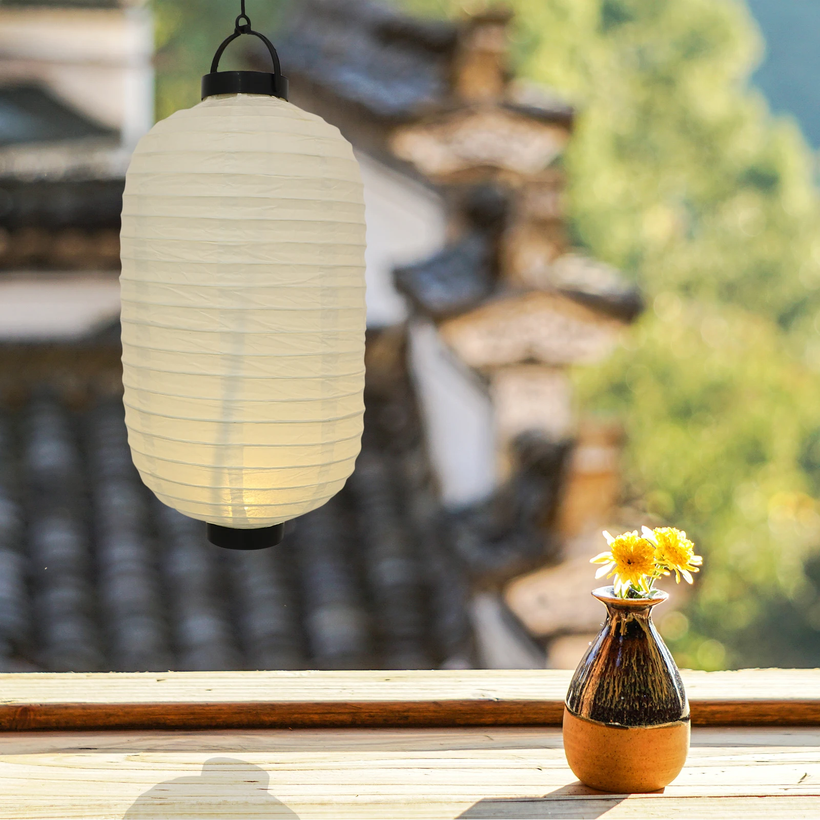 LED Winter Melon Lanterns Operated Paper Decorations for Festival Home Bedroom Hanging naments LED Lighted White Edge