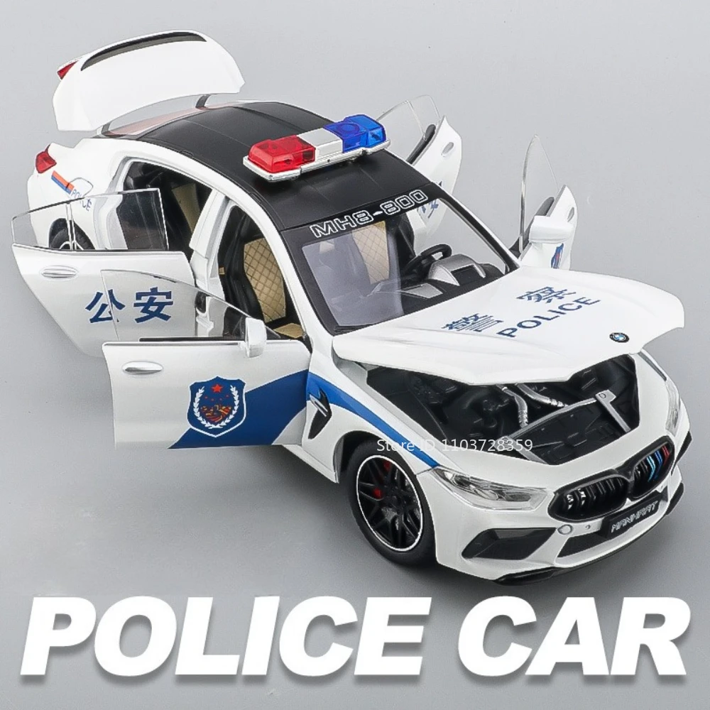 

1:24 M8 760LI Model Car Miniature Toys Alloy Diecast Vehicle Models Sound Light Doors Opened Pull Back Decoration for Boys Gifts