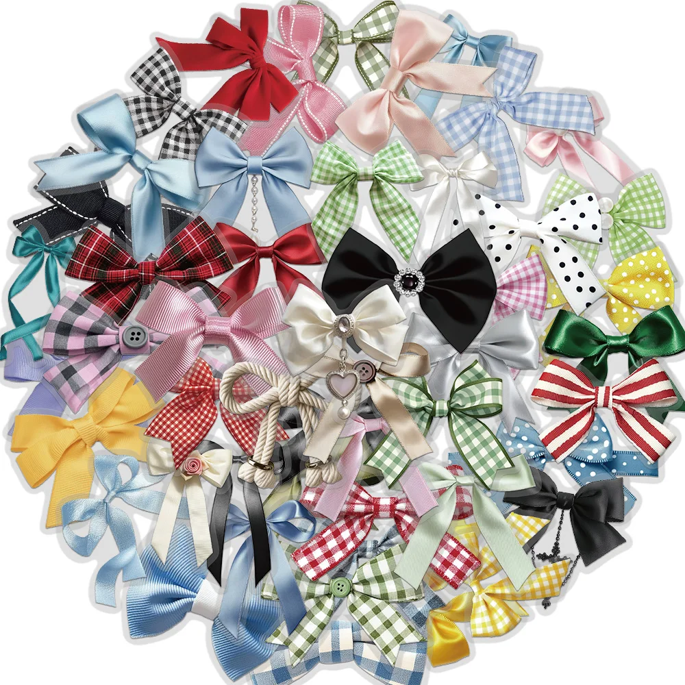 50PCS สี Elegant Bow สติกเกอร์กันน้ําและน้ํามันสัตว์เลี้ยงโปร่งใสตกแต่งเคสโทรศัพท์ผู้ถือปากกาสมุดภาพของขวัญรูปลอก