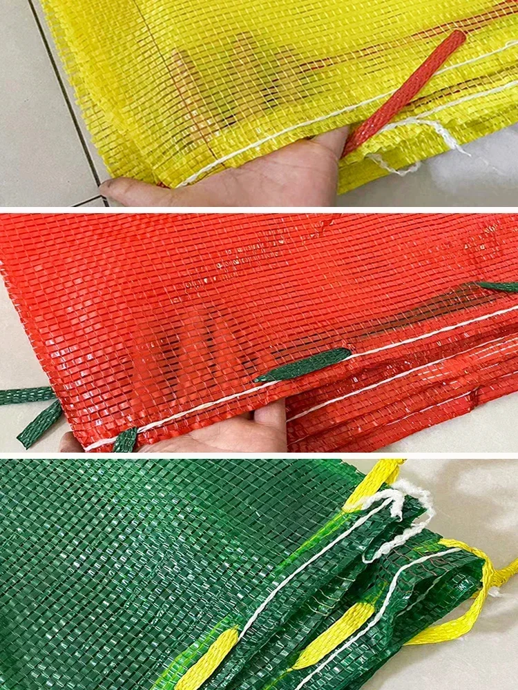 50pcs High Density Thickened Plastic Woven Mesh Bundle Pocket Corn Onion Potato Vegetable Poultry Packaging Woven Bag