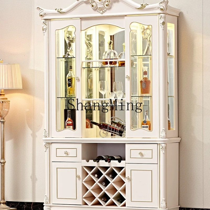 

SM three-door wine cabinet, living room, premium glass decoration, dining side cabinet, office, tea cabinet