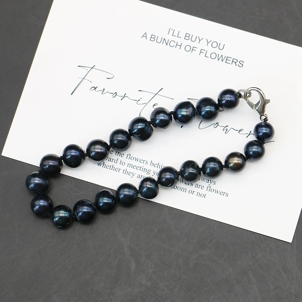 

Irregular Round Dyed Black Pearl Beaded Bracelet Baroque Pearl With Lobster Clasp Design Jewelry Accessory For Gift Giving