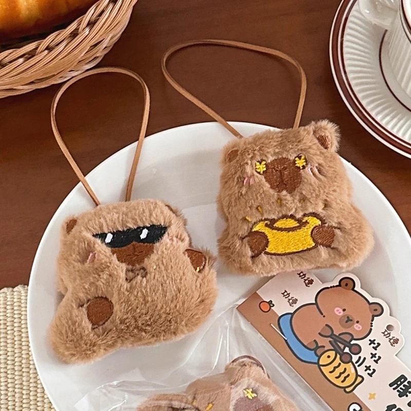 Cute Capybara Stuffed Doll Pendant Girl Bag Keychain Decoration Pendant Cartoon Kapibala Plush Doll Pendant Bag Decoration