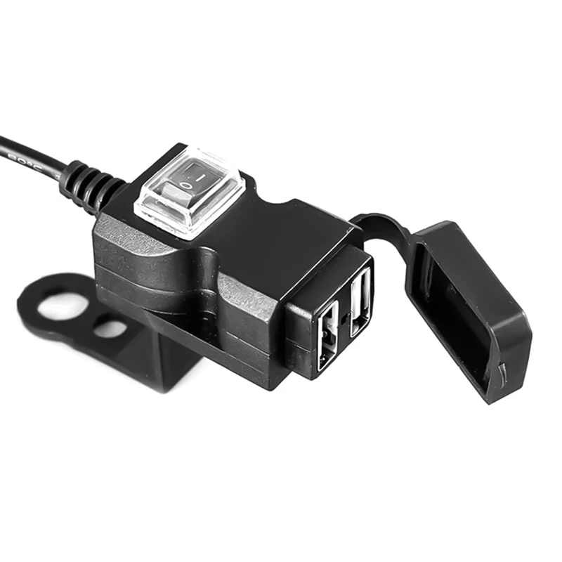 Motorcycle Vehicle-Mounted Charger Waterproof USB Adapter 12V Phone Dual USB Port Quick Charge 3.0 With Switch Moto Accessory