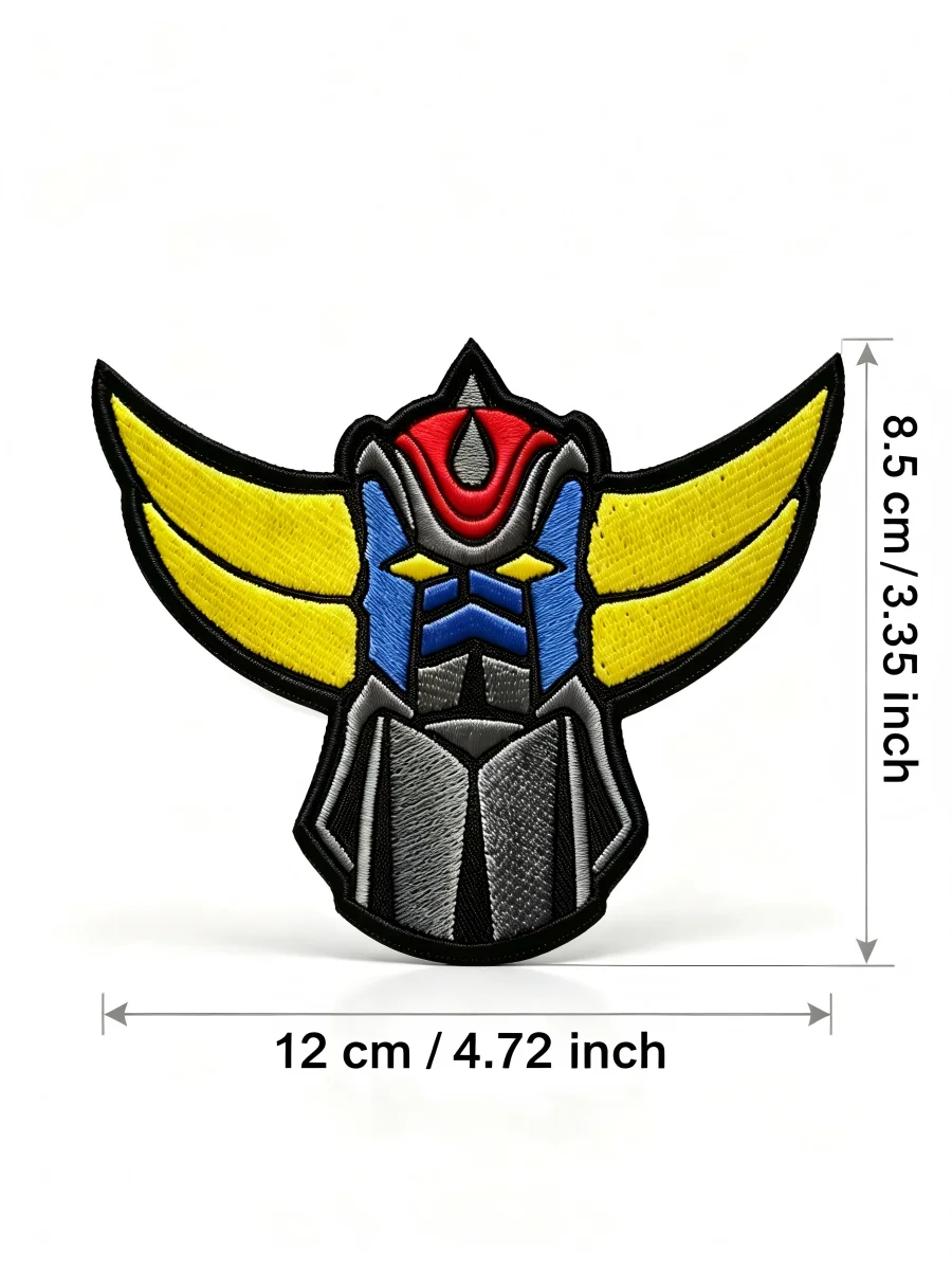 10PCS Winged Robot Head Irregular Embroidered Patch Iron On Sew On Badge Multicolor Mecha Applique for Jacket Vest Backpack