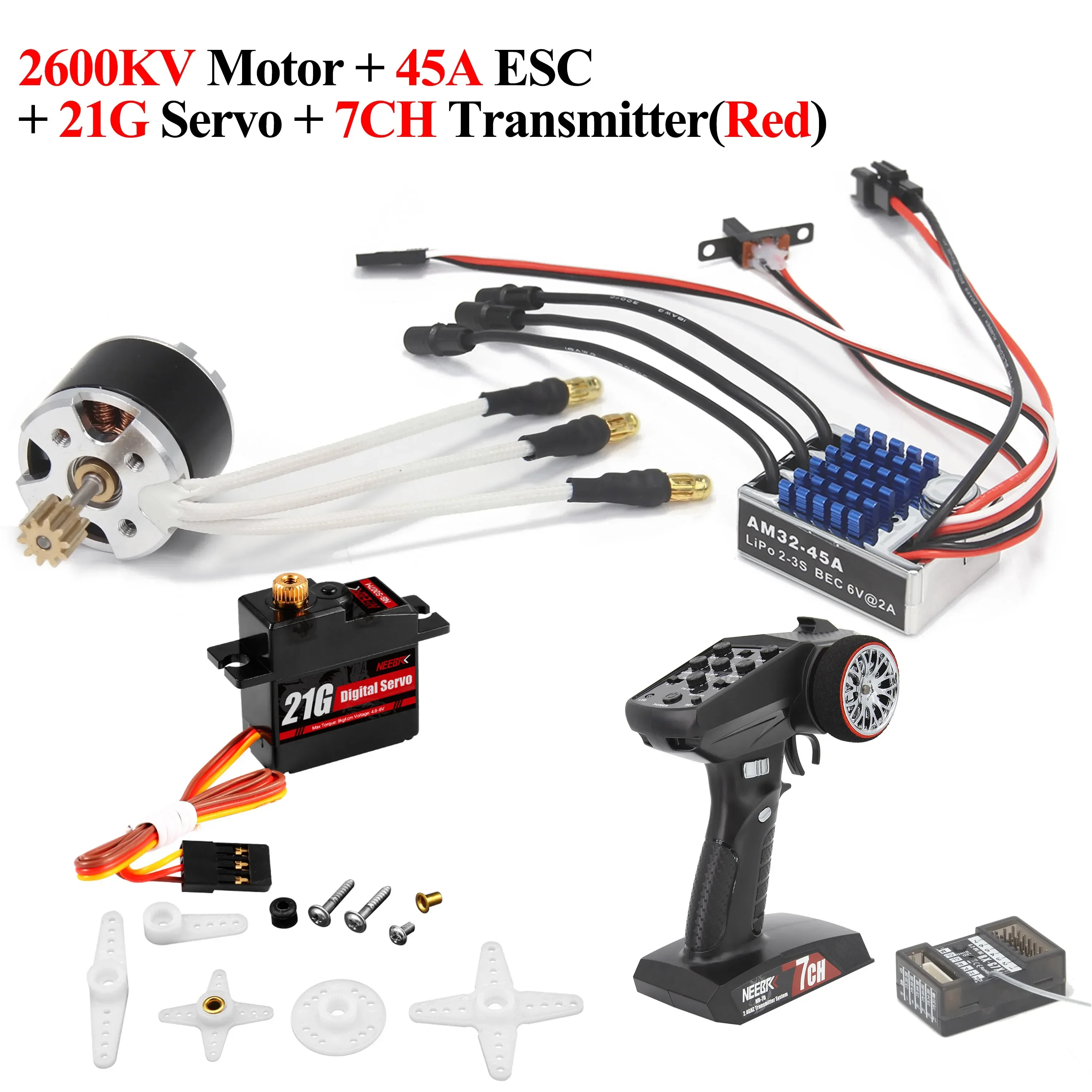NEEBRC 2322 2600KV ブラシレスモーター AM32 45A ESC 21 グラムサーボ