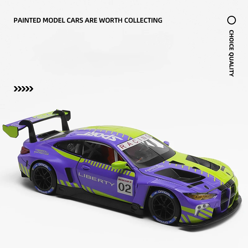 1:24 BMW M4 GT3 BMW M6 BMW CSL Z4 Alloy Die Cast Toy Car Model Sound and Light Children\'s Toy Collectibles Birthday gift