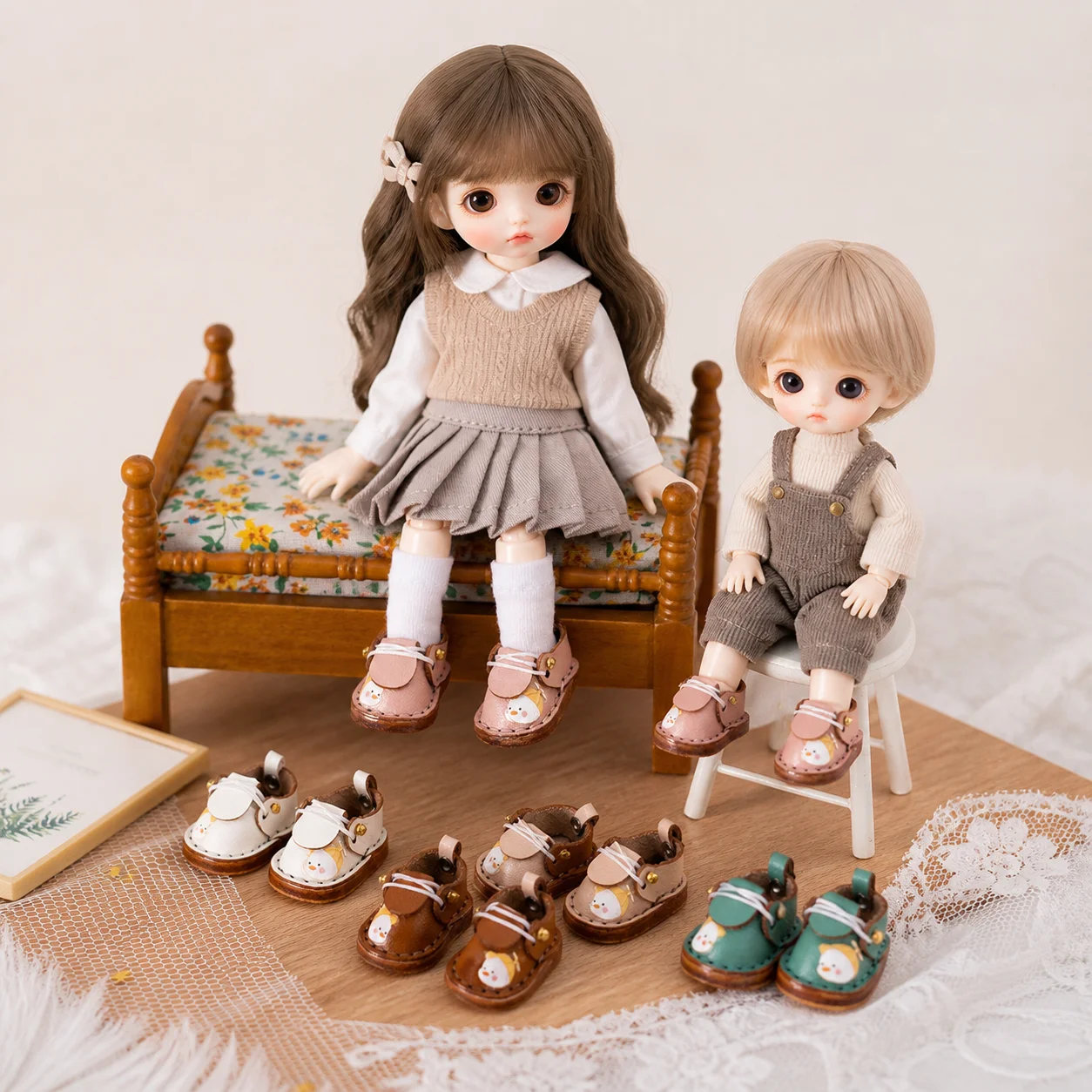 OB11 doll shoe accessories 1/12 point cowhide shoes, small snowman shoes, handmade cowhide shoes, GSG body9 YMY
