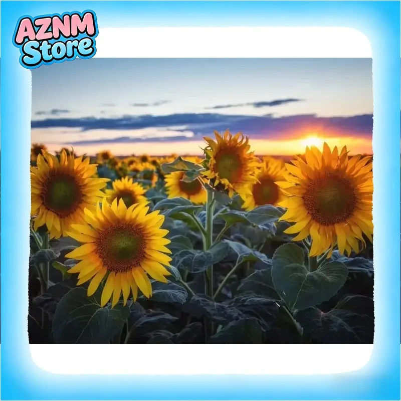 Modern Sunflower Field At Sunset Sunshine Landscape Art Posters Canvas Painting And Prints Pictures for Living Room Home Deco