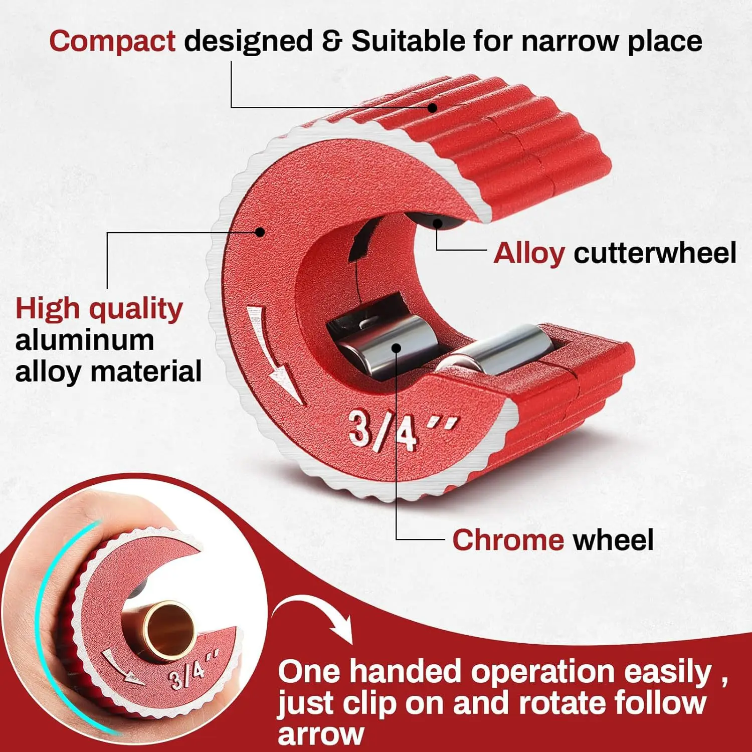 Cutter Set 3 PCS Copper Pipe Cutter Tool, Includes 1/2 in, 3/4 in,1 in Cutters,Reaming Pen,3 Cutting Wheels,1 Deburring Blade